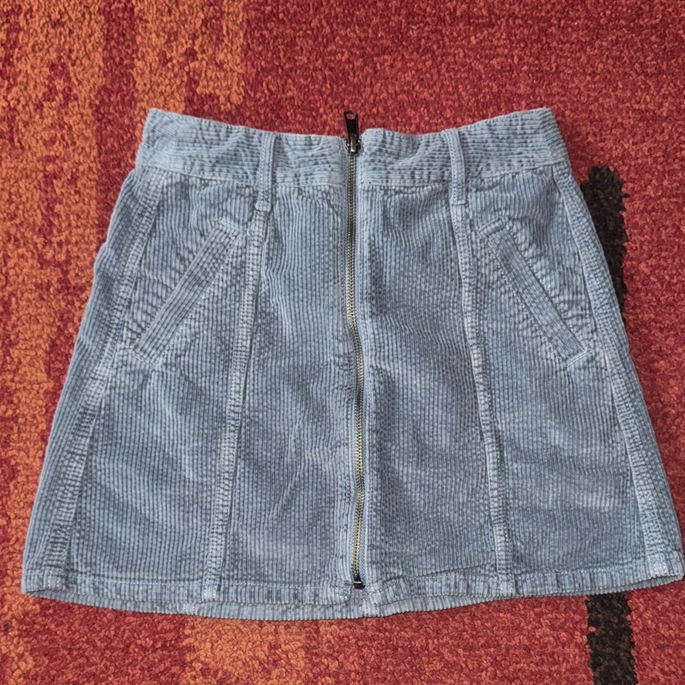 Womens American Eagle Corduroy Full‎ Zip A-Line Skirt